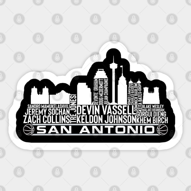 San Antonio Basketball Team 23 Player Roster, San Antonio City Skyline Sticker by Legend Skyline